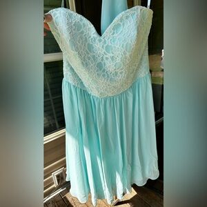 Lace Overlay Mint Dress